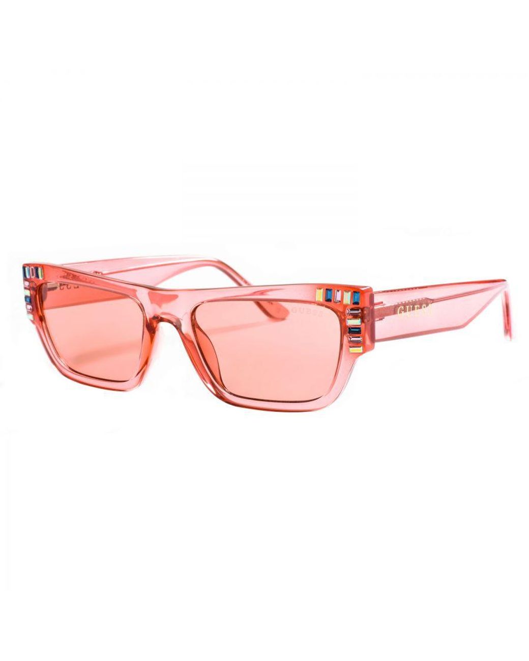 Guess Pink Acetate Sunglasses With Rectangular Shape Gu7902
