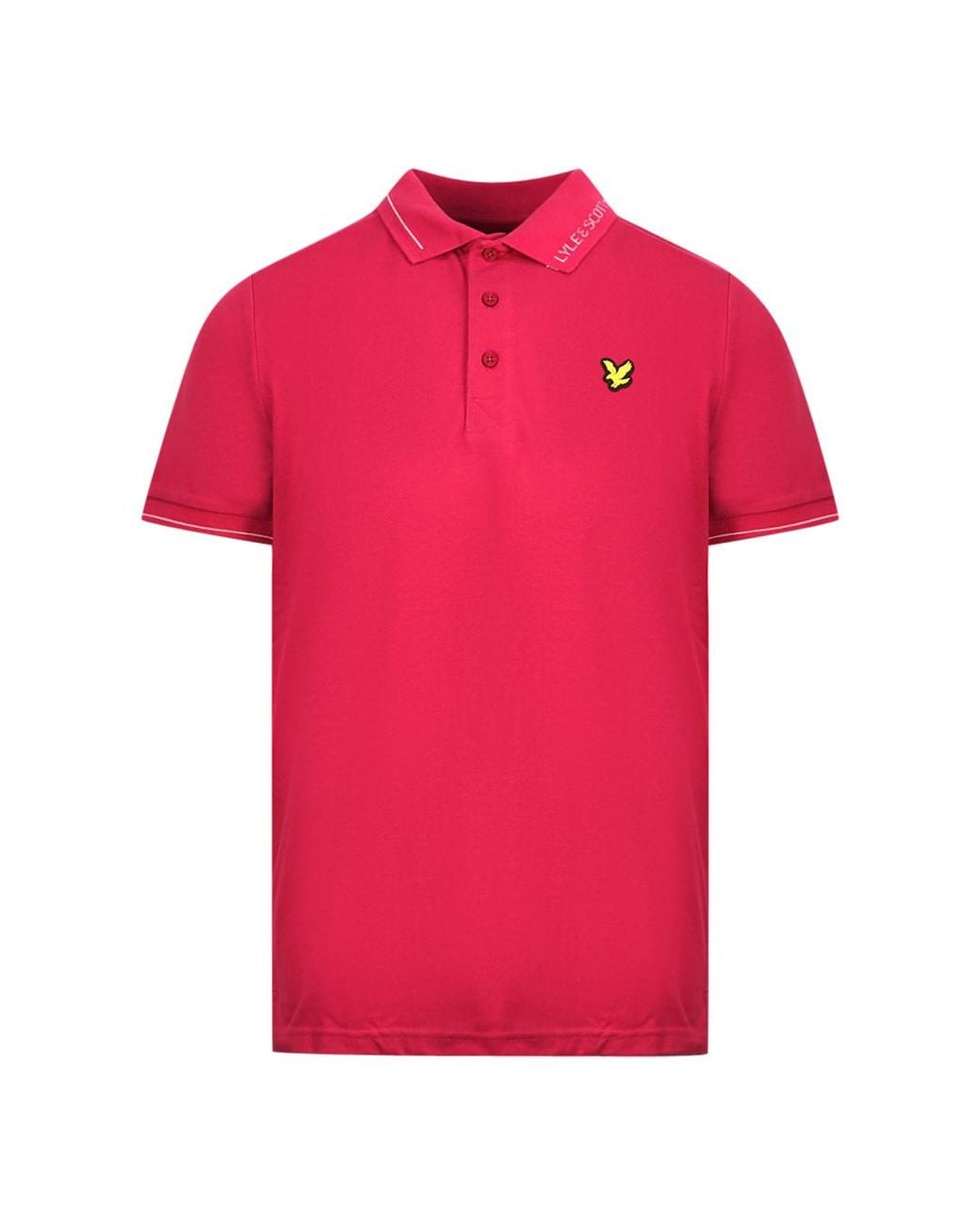 Lyle & Scott Pink Cranberry Branded Collar Polo Shirt for men