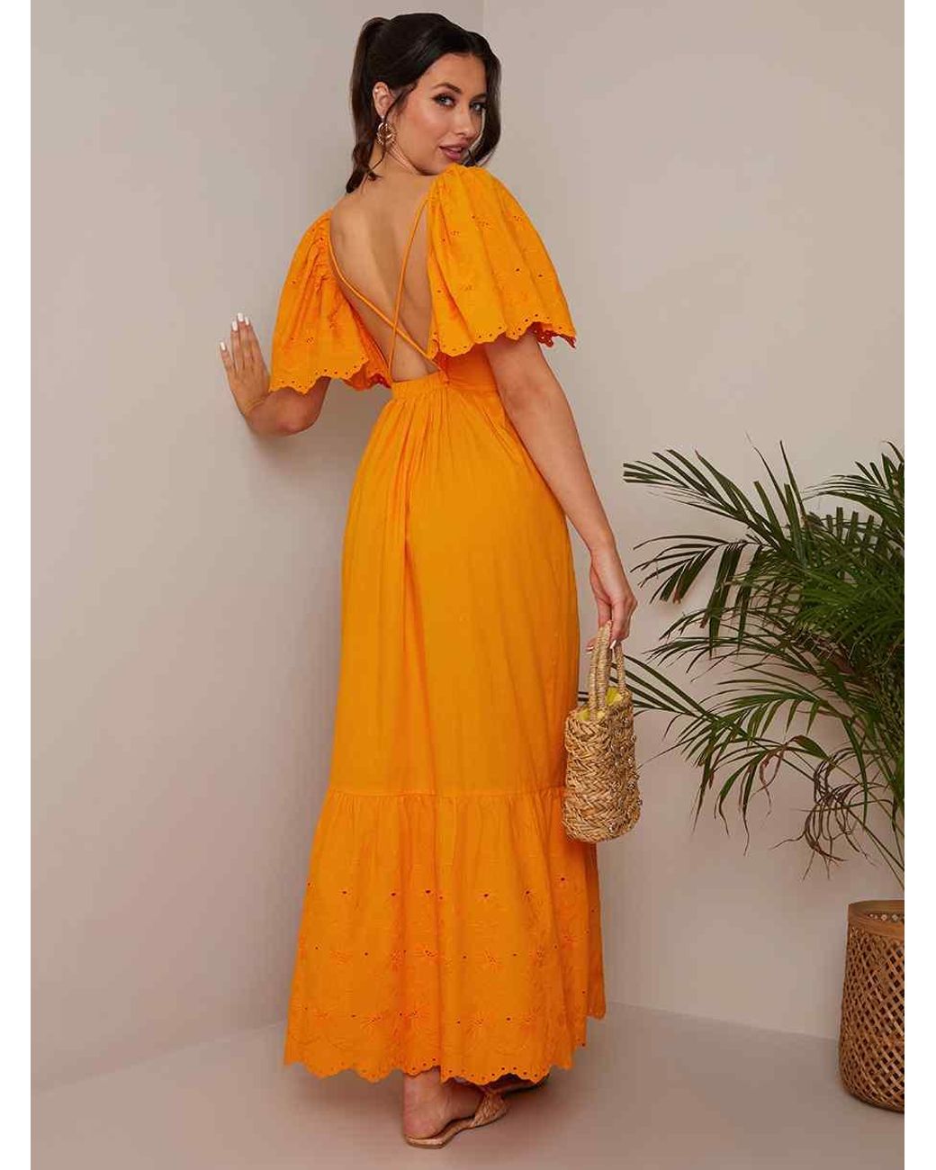 chinese dress ladies Chi Chi London One Shoulder Satin Polka Dot Maxi Dress in Blue :  Amazon.co.uk: Fashion main image 1