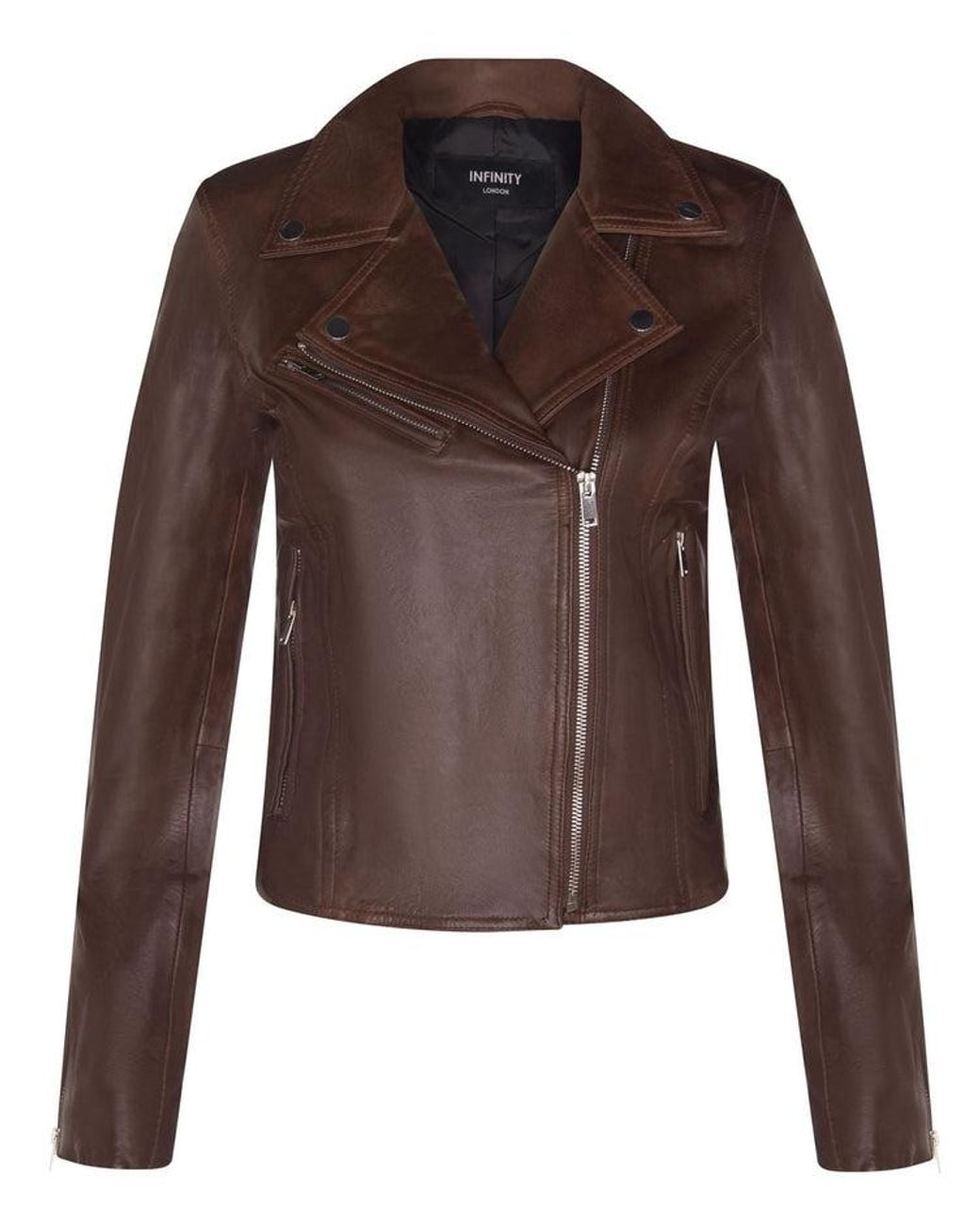 Infinity Leather Brown Classic Brando Biker Jacket-Loughton