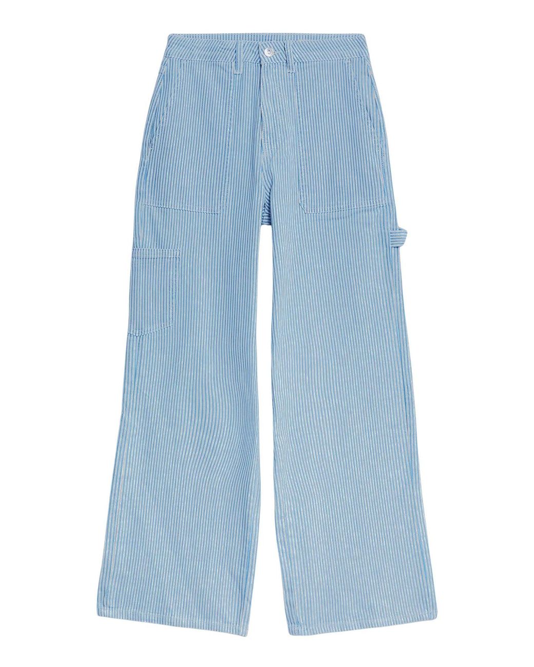 Secret Label Blue Stripe Relaxed Carpenter Wide Leg Jeans Cotton