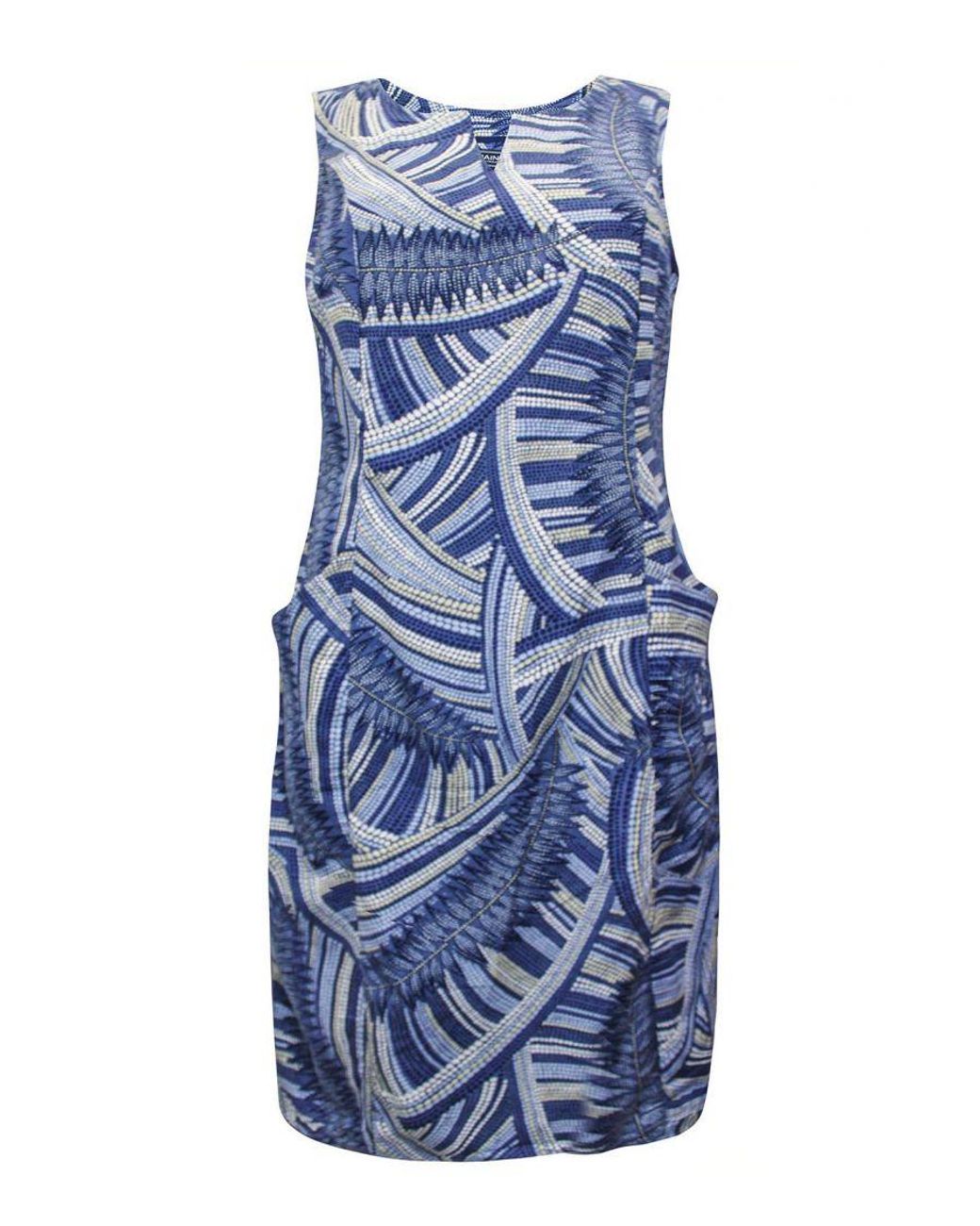 MAINE Blue Leaf Print Sleeveless Dress
