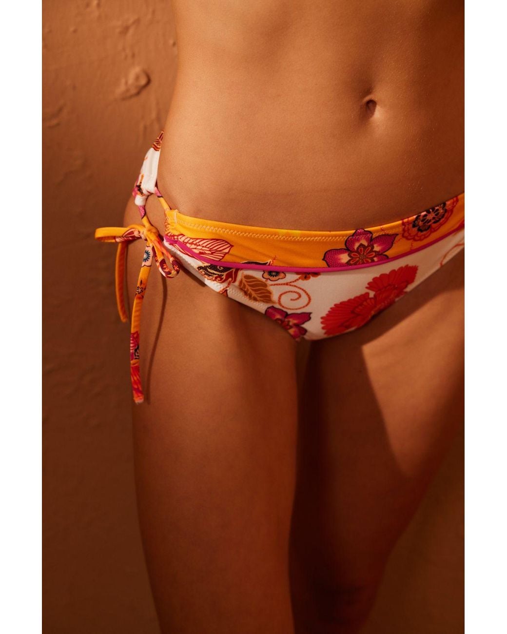 Penti Orange Floral Low-Waist Hipster Bikini Bottoms