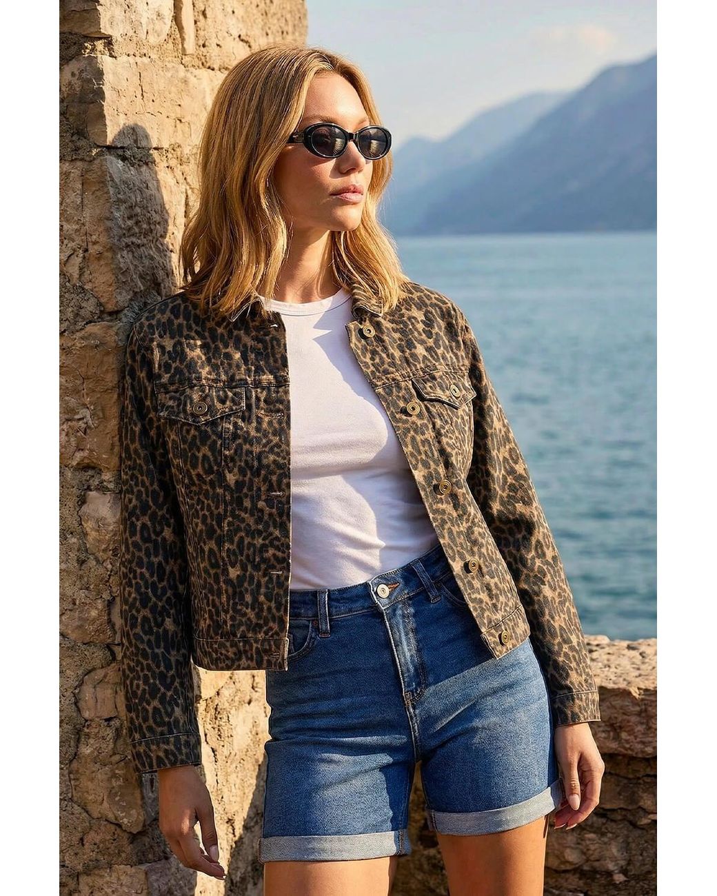 Roman Brown Animal Print Twill Jacket