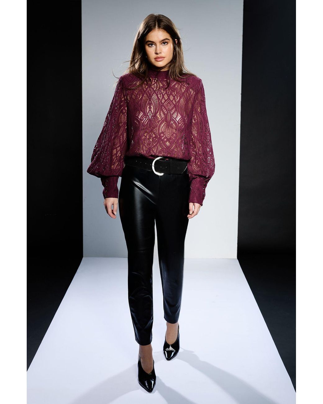 Runway Black 1.8.1.8 Faux Leather Ponte Mix Skinny Trouser