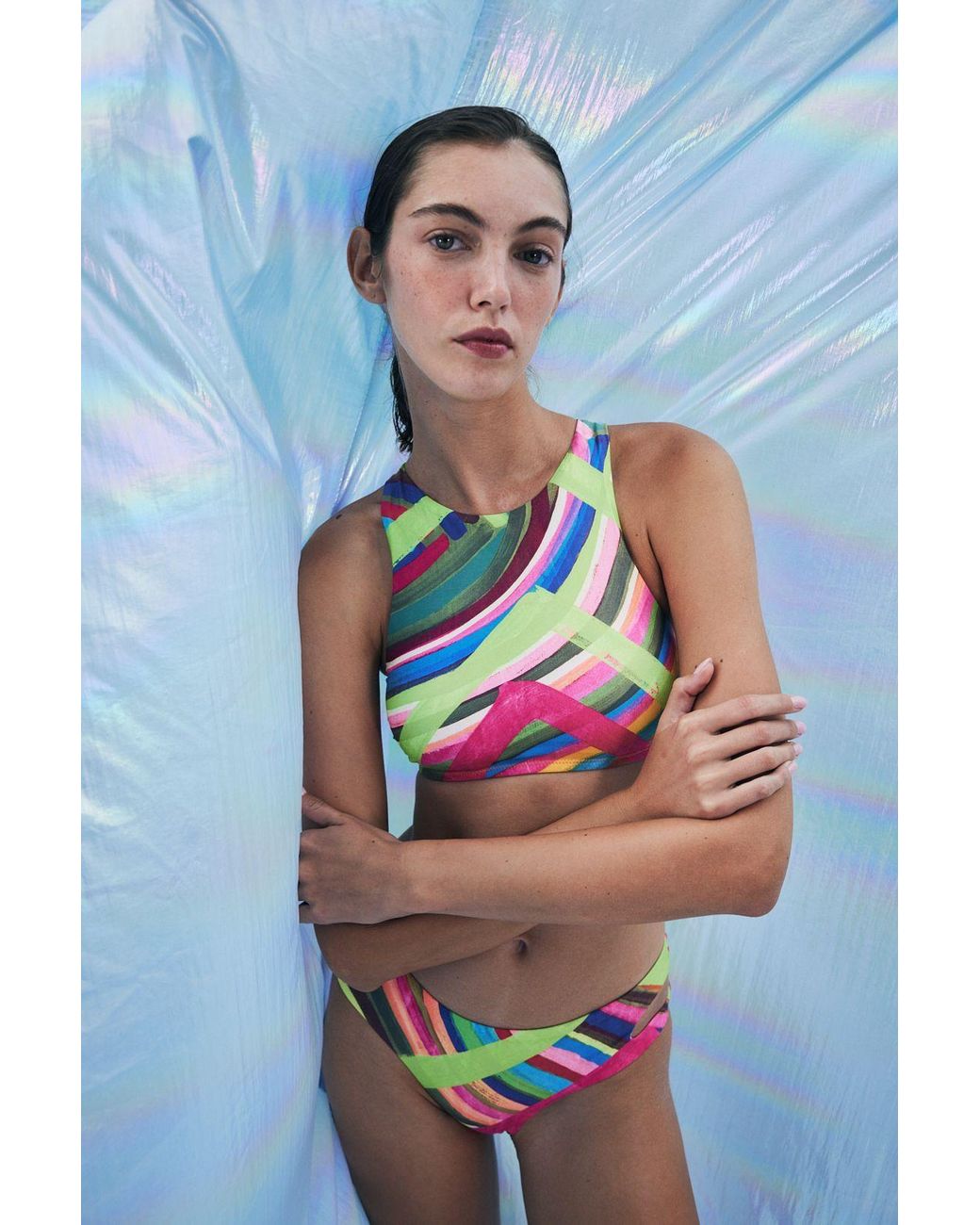 Penti Blue Striped Halter Bikini Top