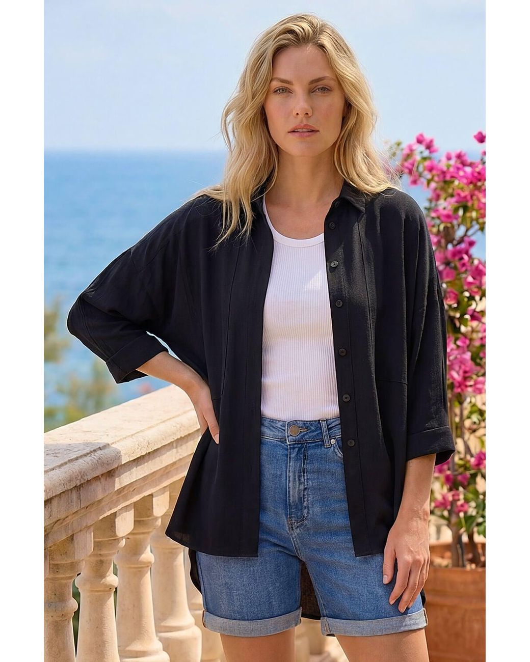 Roman Blue Relaxed Smart Stretch Shirt