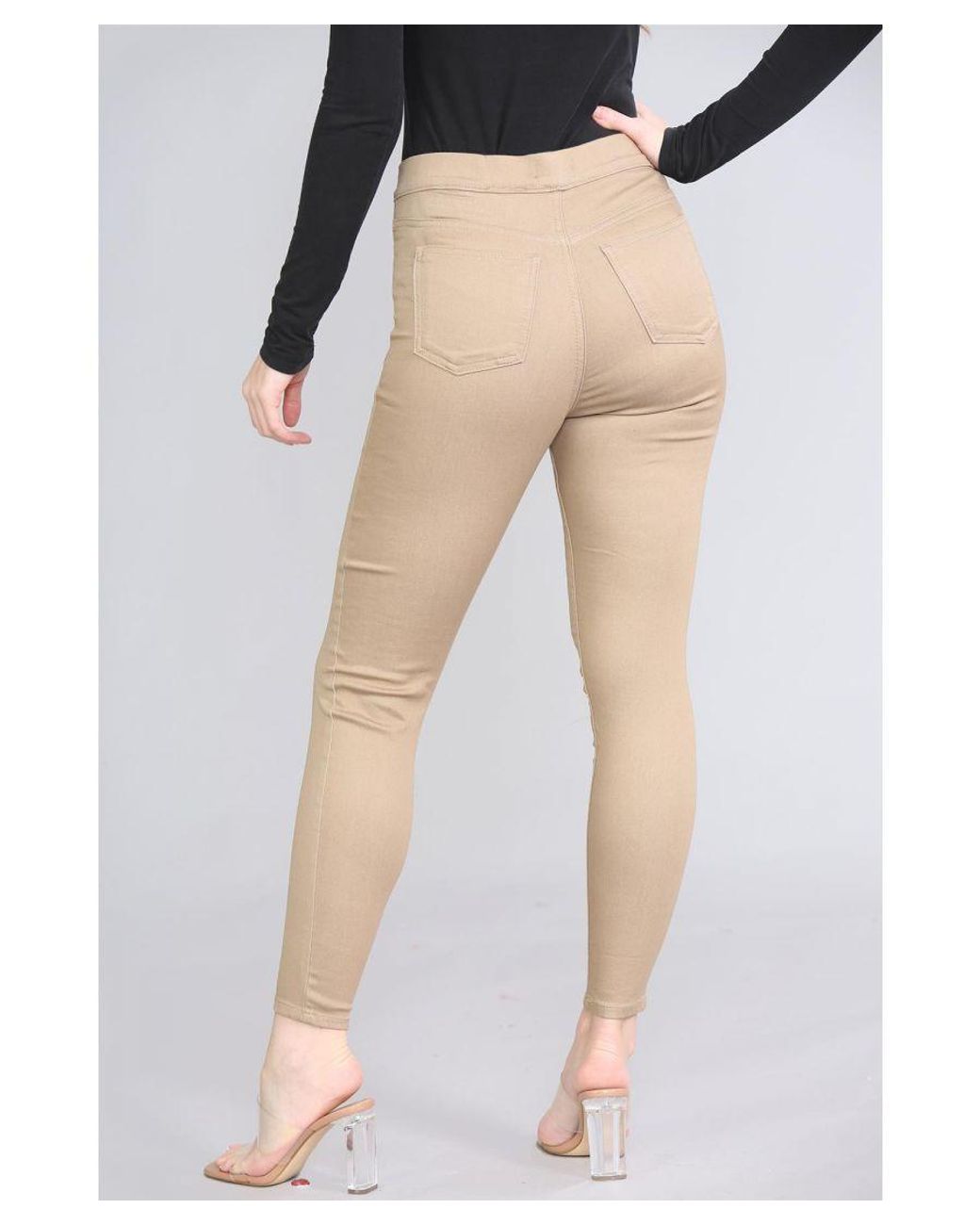 Marks u0026 Spencer And High Waisted Jeggings Beige Cotton in Natural | Lyst UK