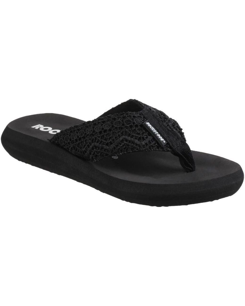 Rocket Dog Black Ladies Spotlight Slip On Textile Flip Flop Sandals