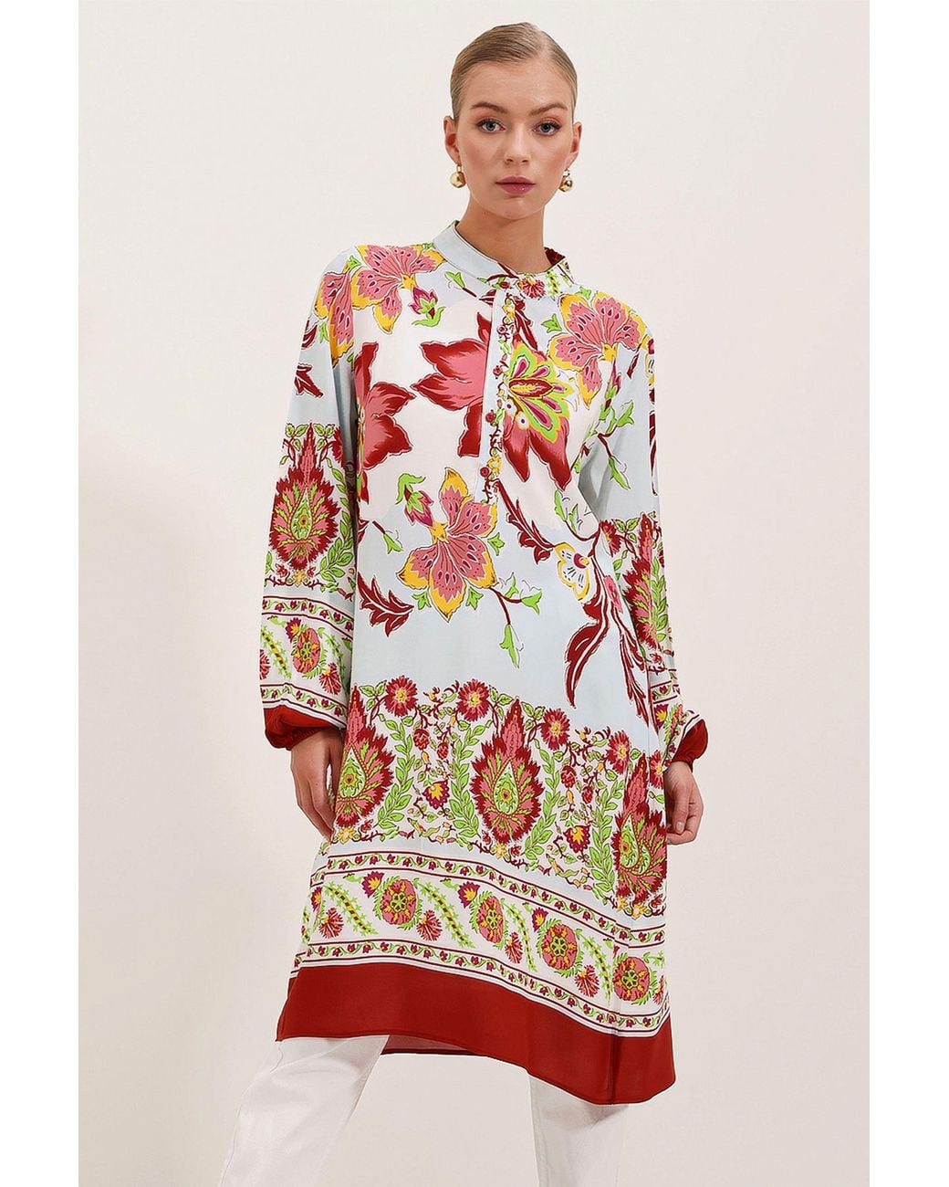 Bigdart White Patterned Viscose Dress