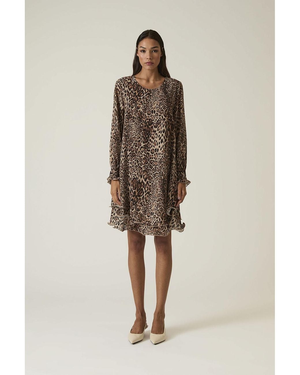 James Lakeland Natural Leopard Print Wave Hem Dress