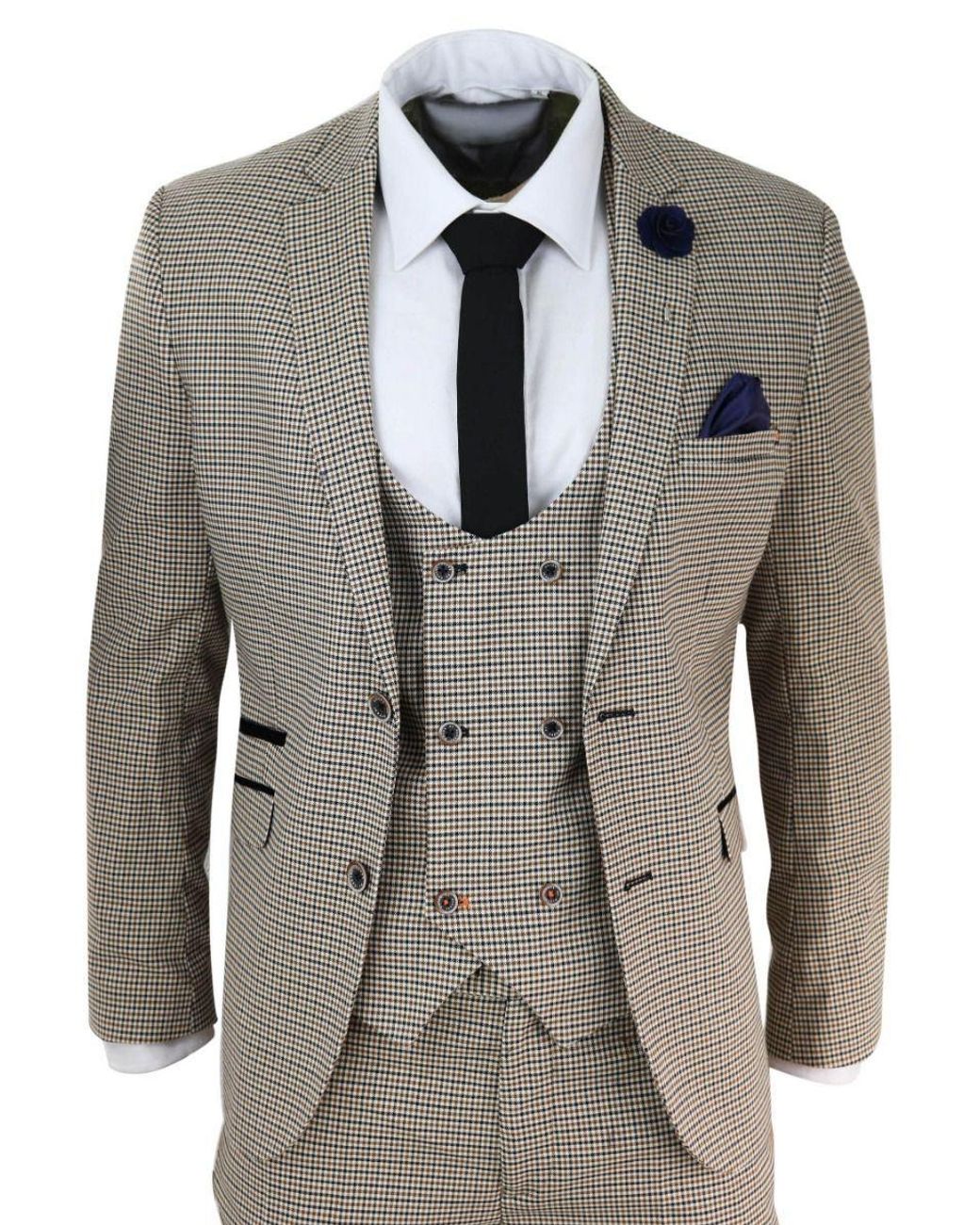 Infinity Leather Gray 3 Piece Check Retro Vintage Classic Suit for men