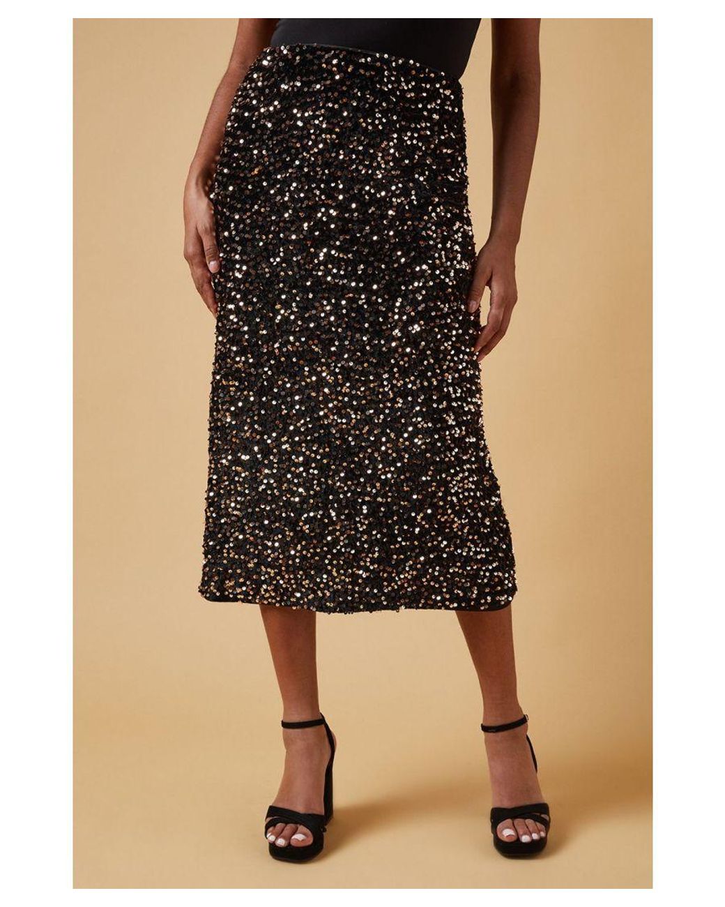 Oasis gold sequin skirt sale