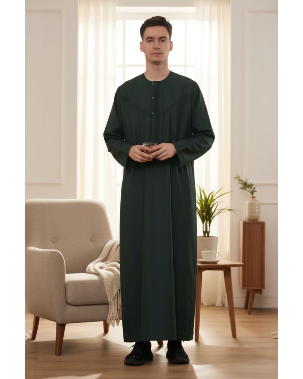 Thobez Black Eid Moroccan Jubba Robe Djellaba Ramadan Eid Thobe Lfs-Hm11 for men