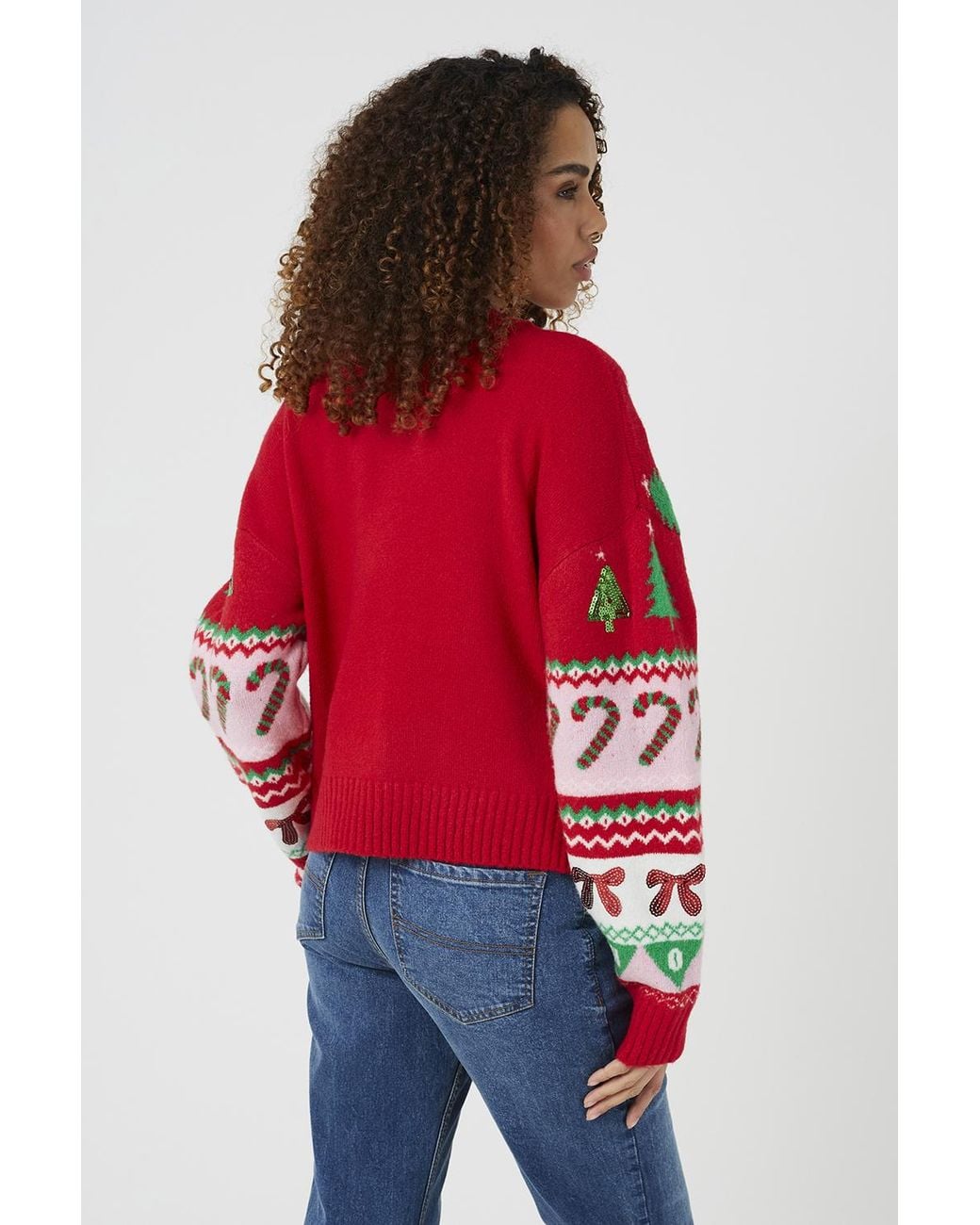 Brave Soul Red Festive Jacquard Knit Christmas Cardigan