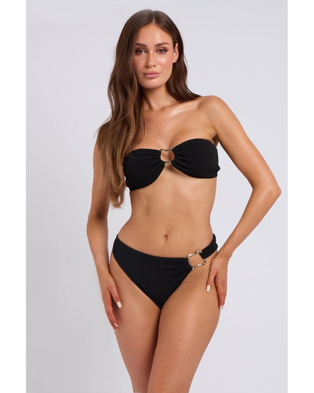 Urban Bliss Black Soft Textured O Ring Bikini Top