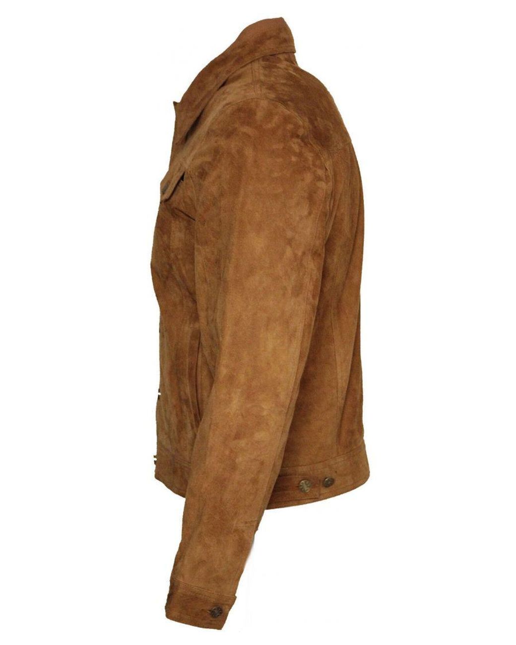 Infinity Leather Brown Trucker Goat Suede Shirt Jacket for men