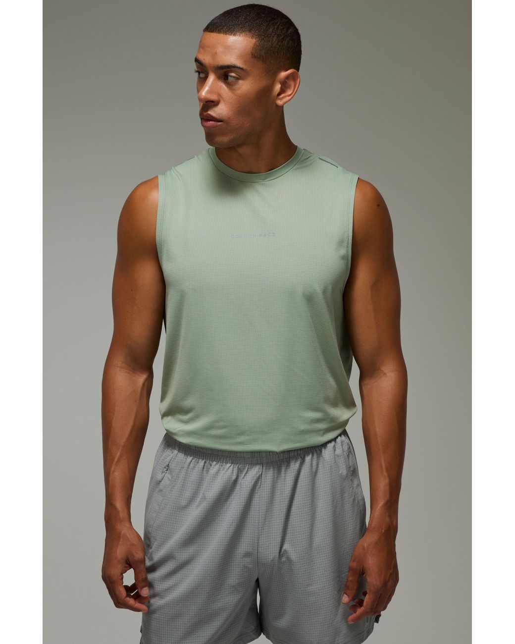 BoohooMAN Green Common Pace Running Regular Fit Tank for men