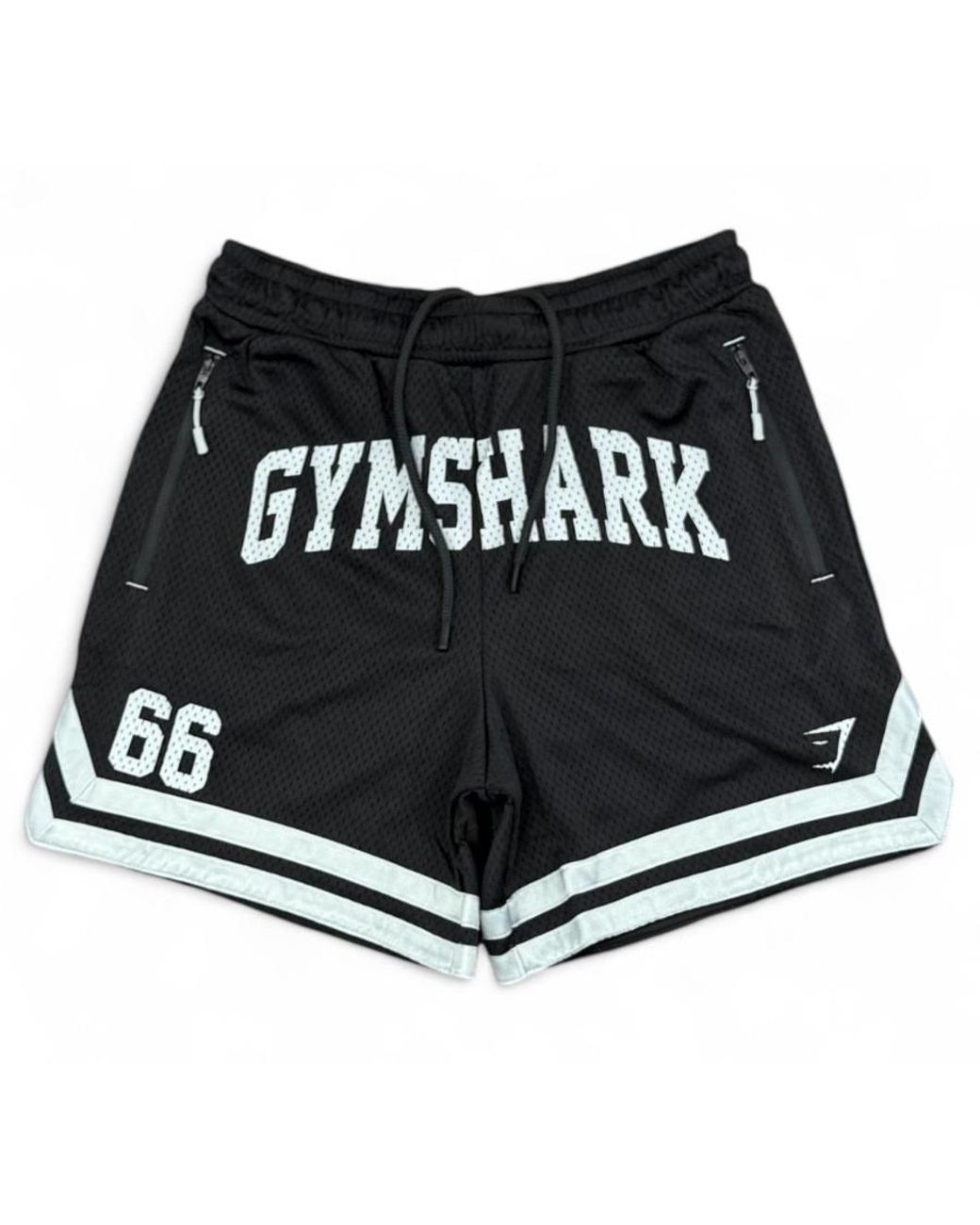 GYMSHARK Black Varsity Mesh Shorts for men