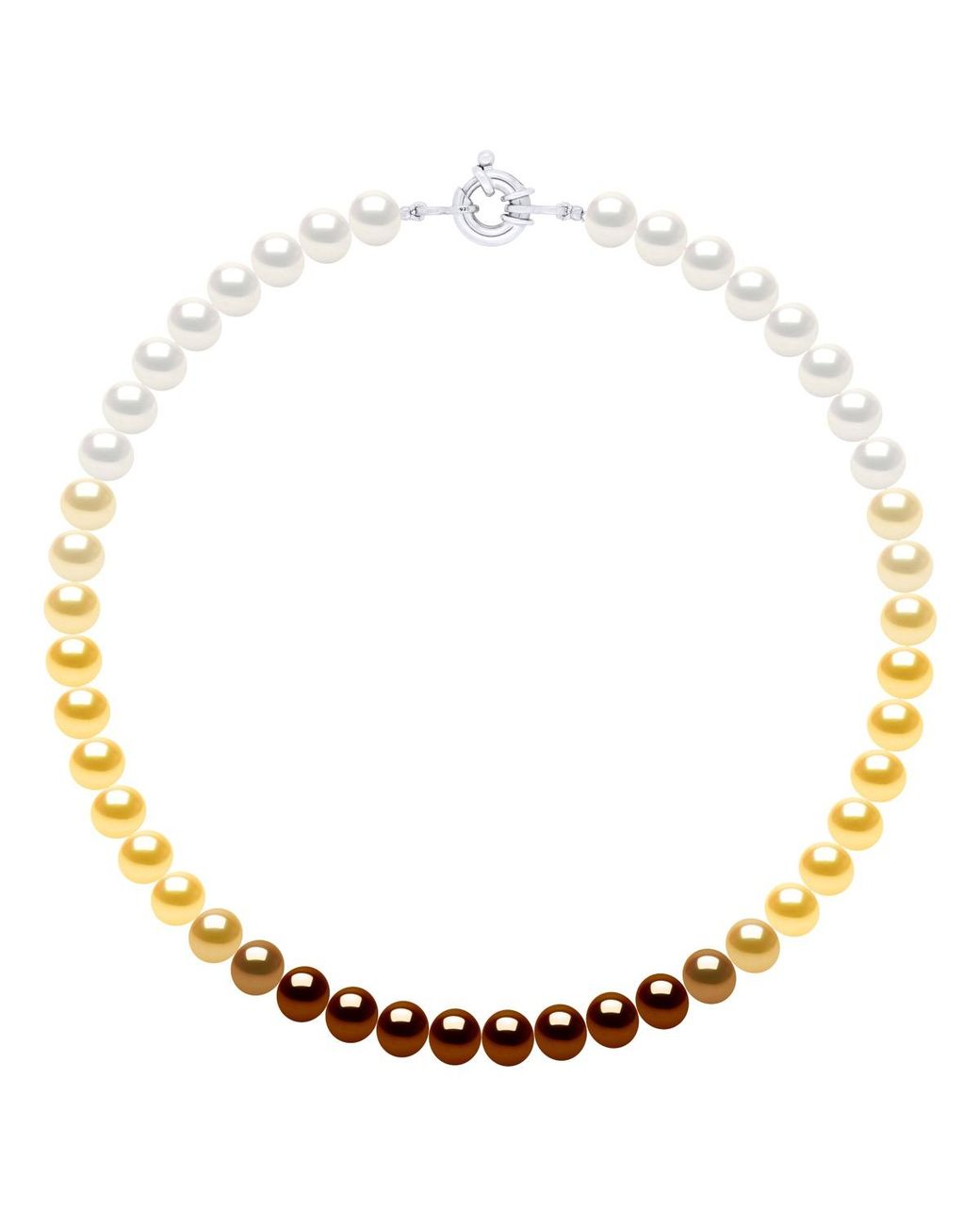Ateliers Saint Germain Metallic Necklace Of Real Cultured Freshwater Pearls And Round 8-9 Mm