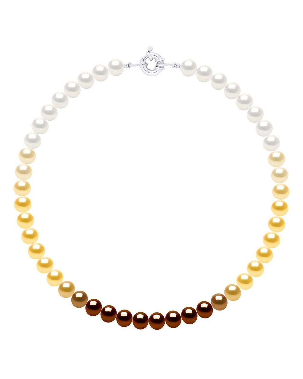 Ateliers Saint Germain Metallic Necklace Of Real Cultured Freshwater Pearls And Round 8-9 Mm