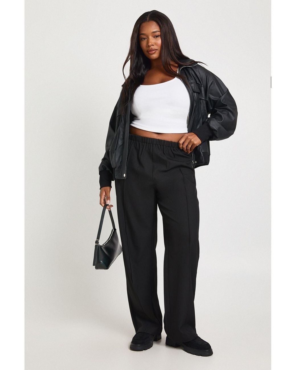 Boohoo Black Plus Basics Tailored Tapered Trouser