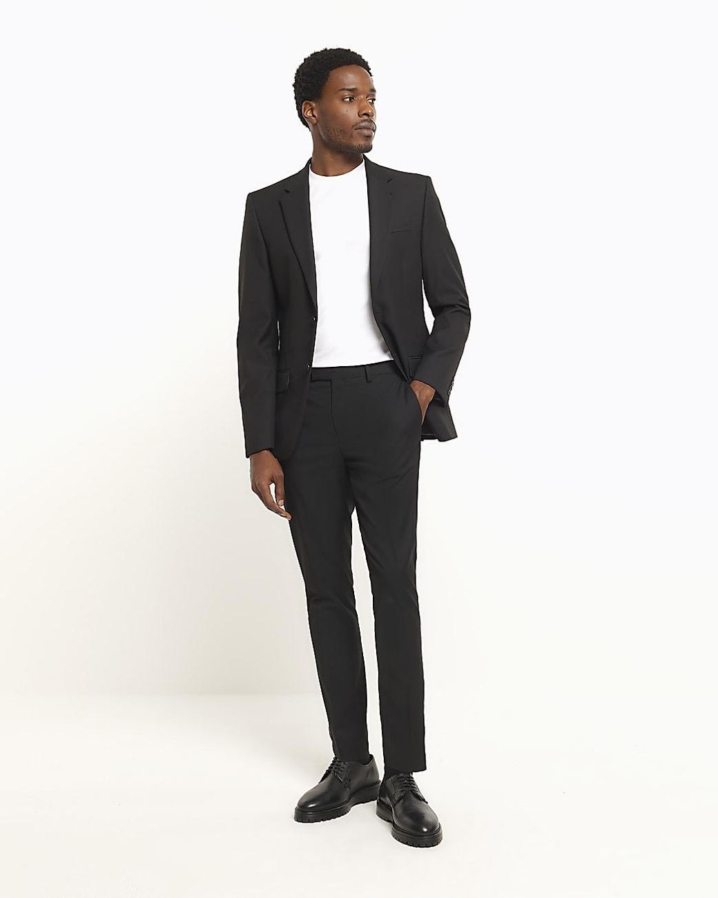 River Island Black Suit Trousers Skinny Fit Twill for men