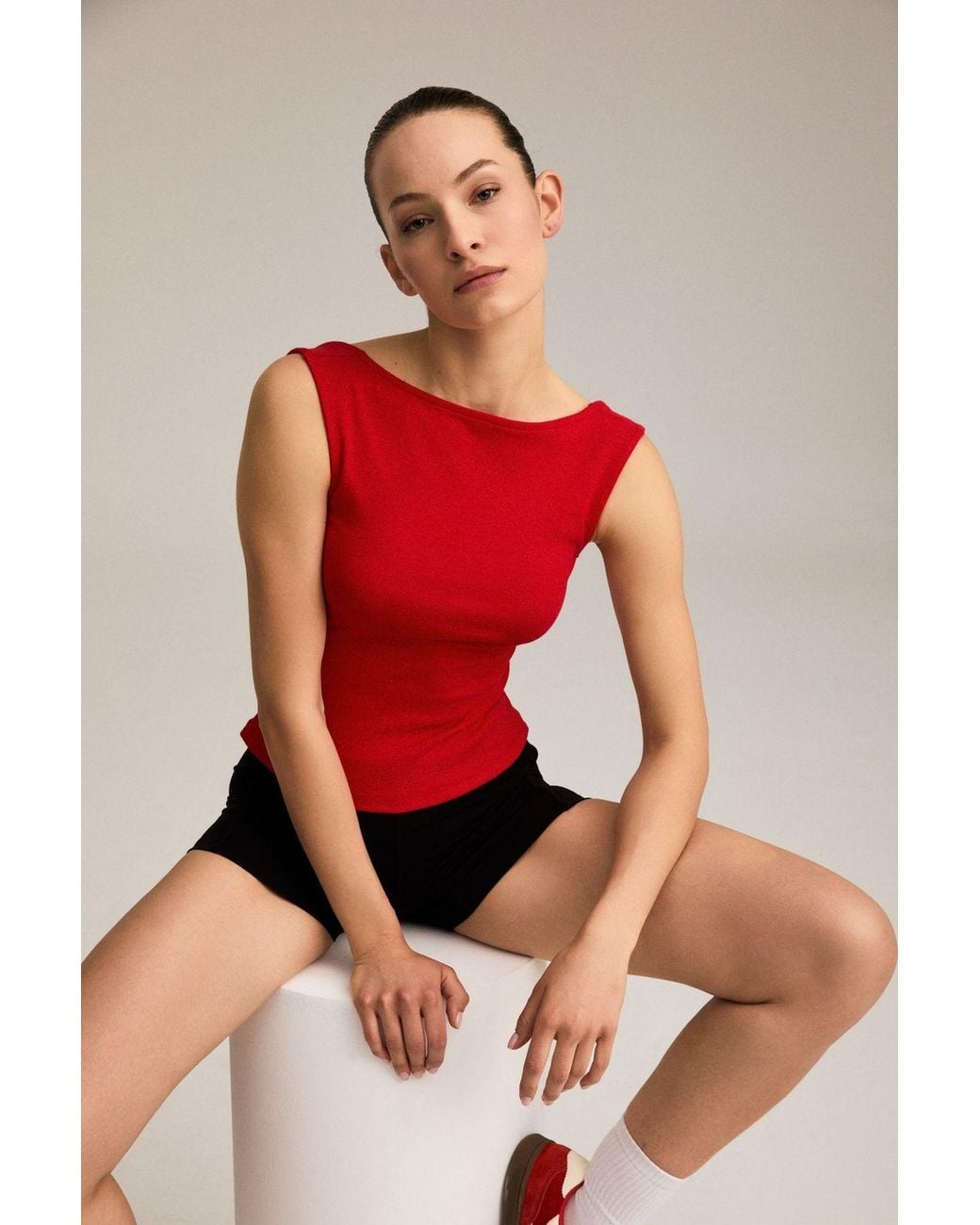 Grimelange Red Regular Fit Pull-On Blouse