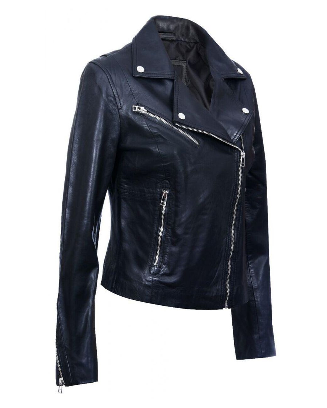Infinity Leather Blue Smart Biker Jacket-Matlock