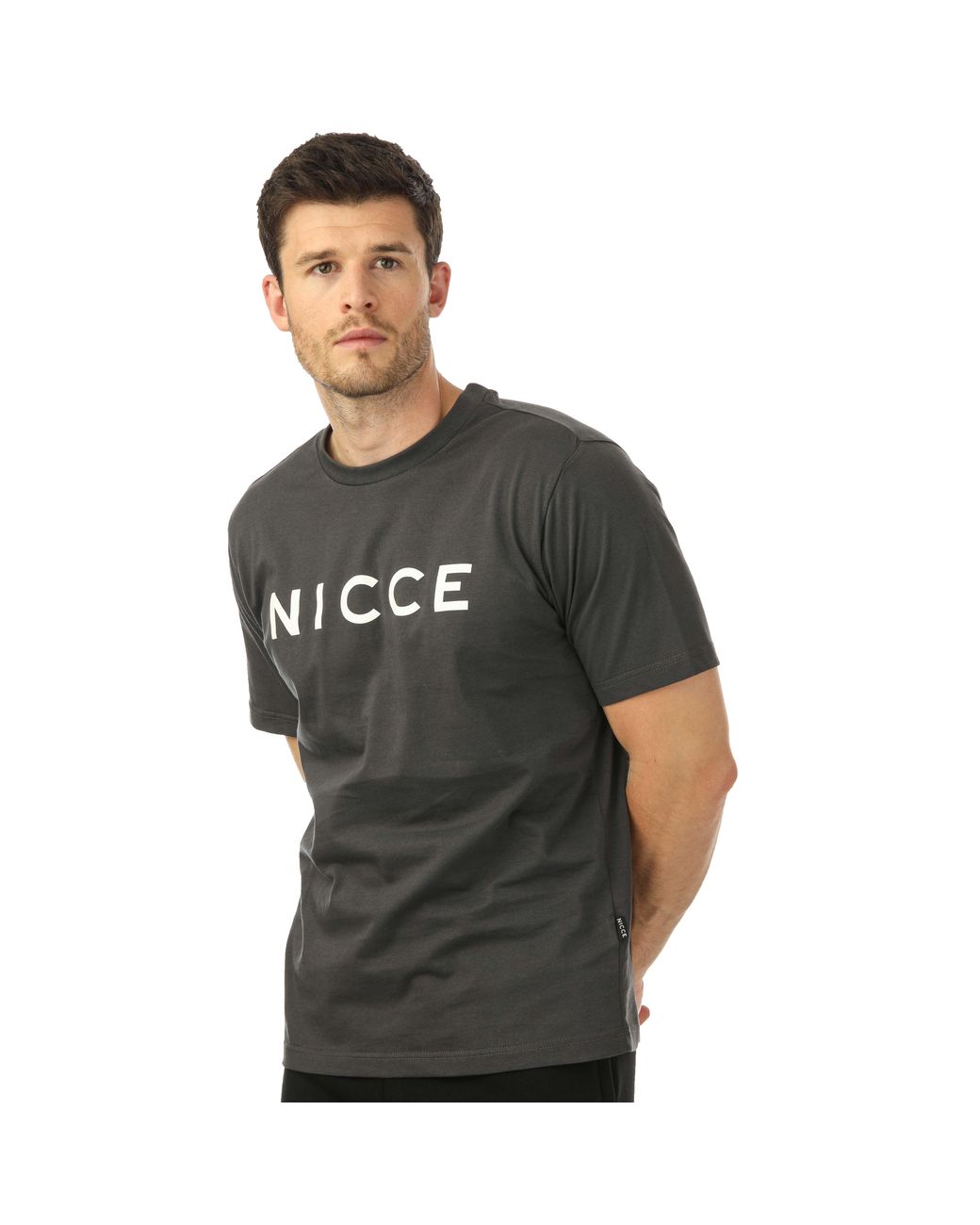 Nicce London Gray Original Logo T-Shirt for men