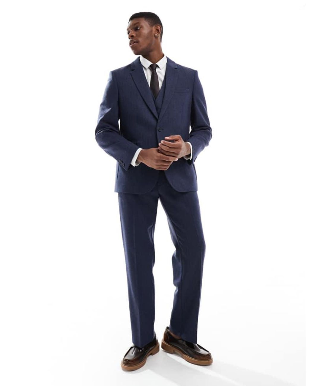 ASOS Blue Slim Suit Jacket With Wool for men