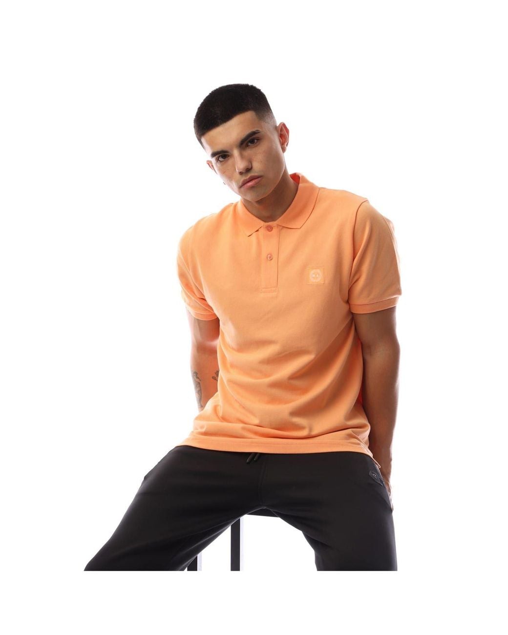 Marshall Artist Orange Siren Collared Short Sleeve Polo Shirt for men