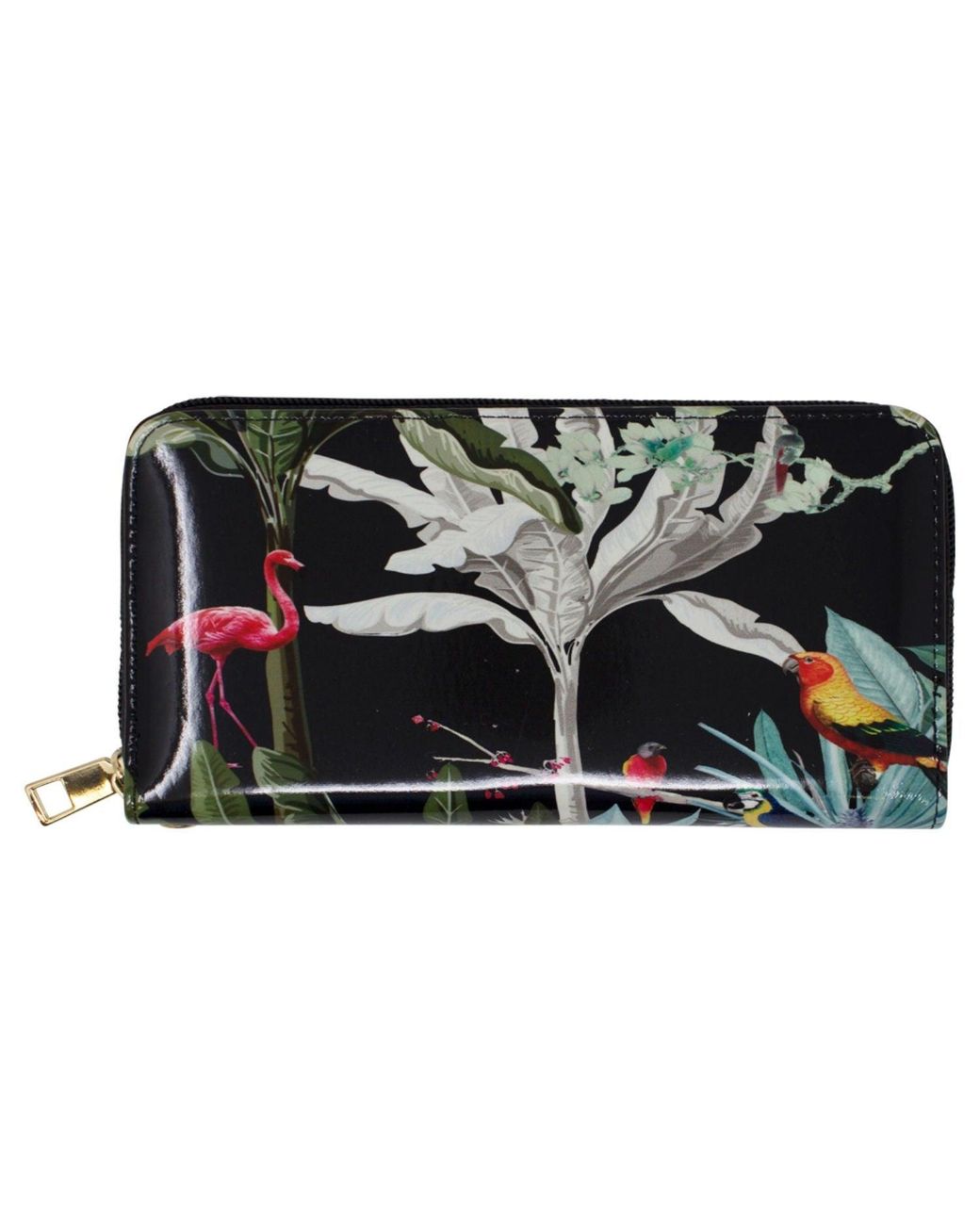 SVNX Black Glossy Tropical Print Purse