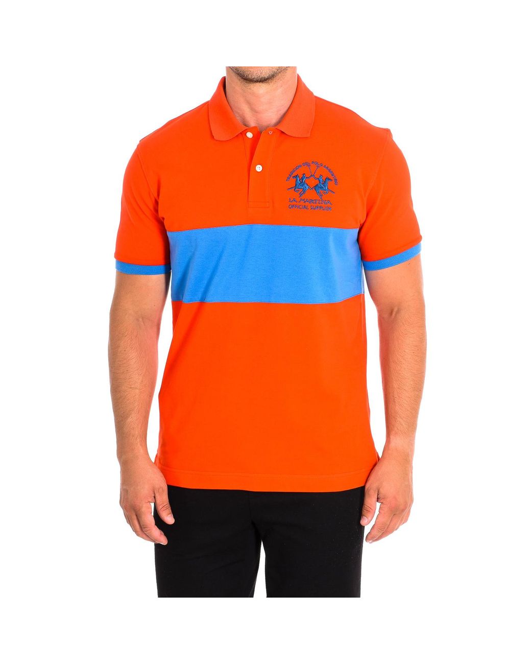 La Martina Orange Short Sleeve Polo Tmp610-Pk097 for men