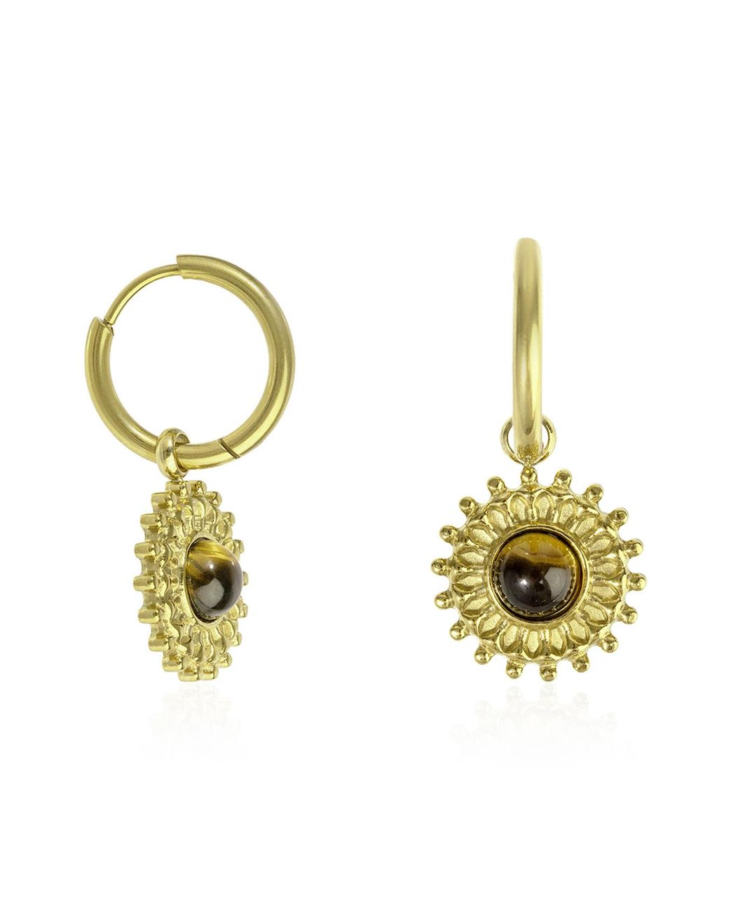 The Jewellery Stockroom Metallic Plated Stainless Steel Sun Charm Hoop