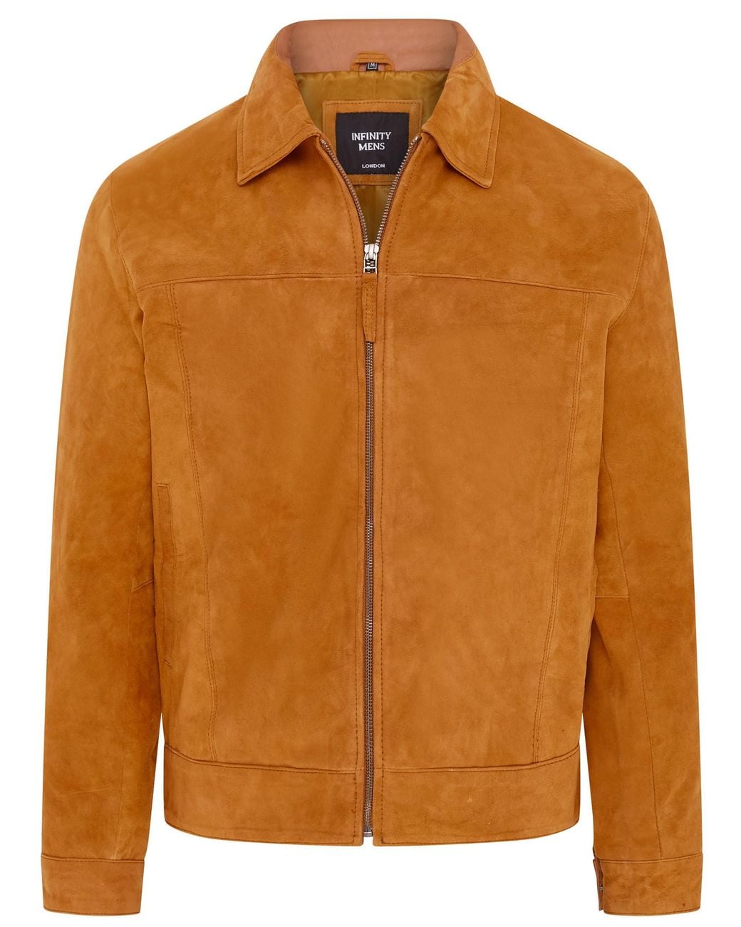 Infinity Leather Brown Retro Classic Suede Harrington Biker Jacket for men