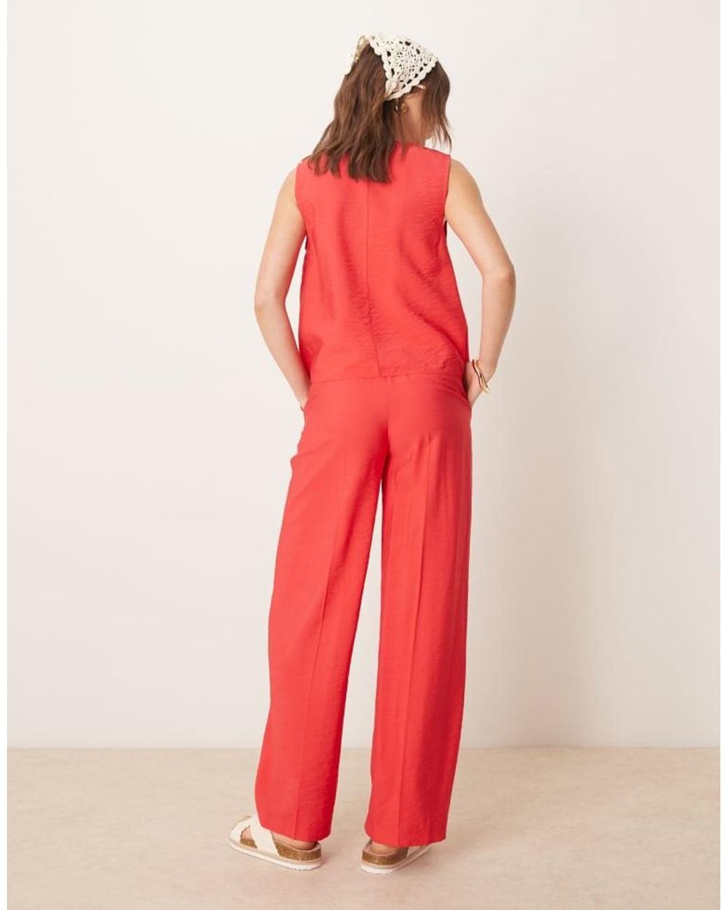 ASOS Tailored Straight Leg Linen Look Trousers Co-Ord