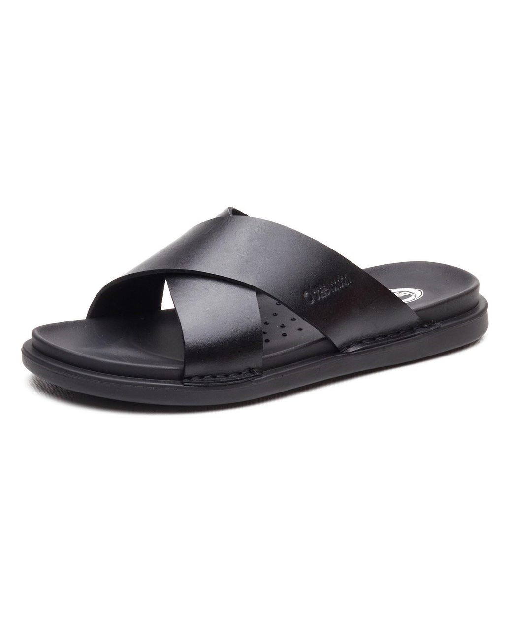 Base London Black Drift Leather Sandals for men