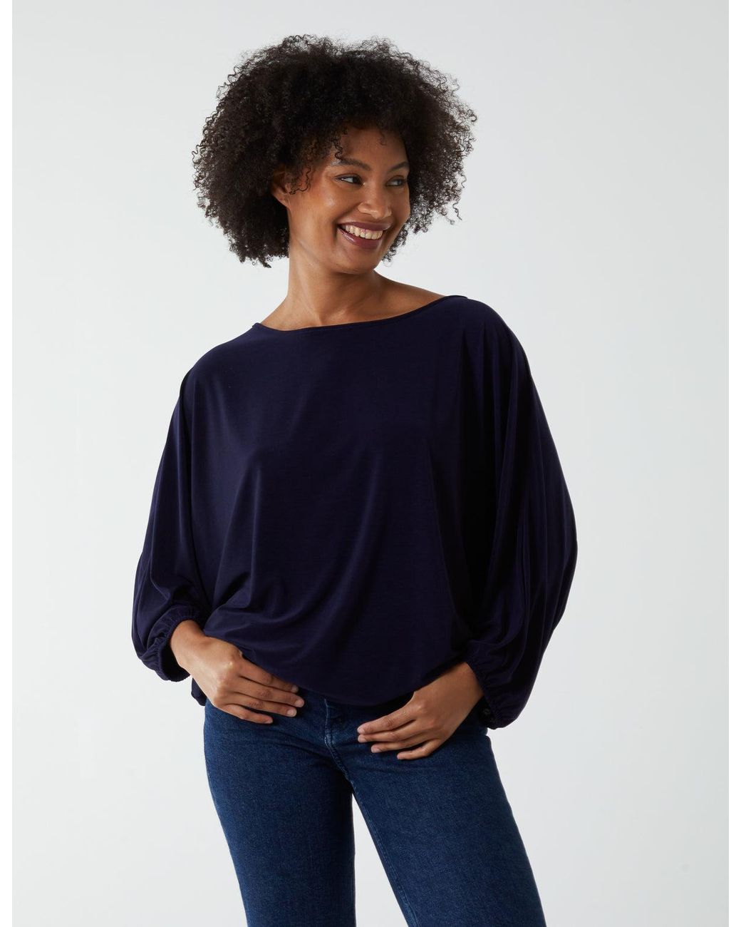 Blue Vanilla Blue Batwing Necklace Elasticated Hem Top