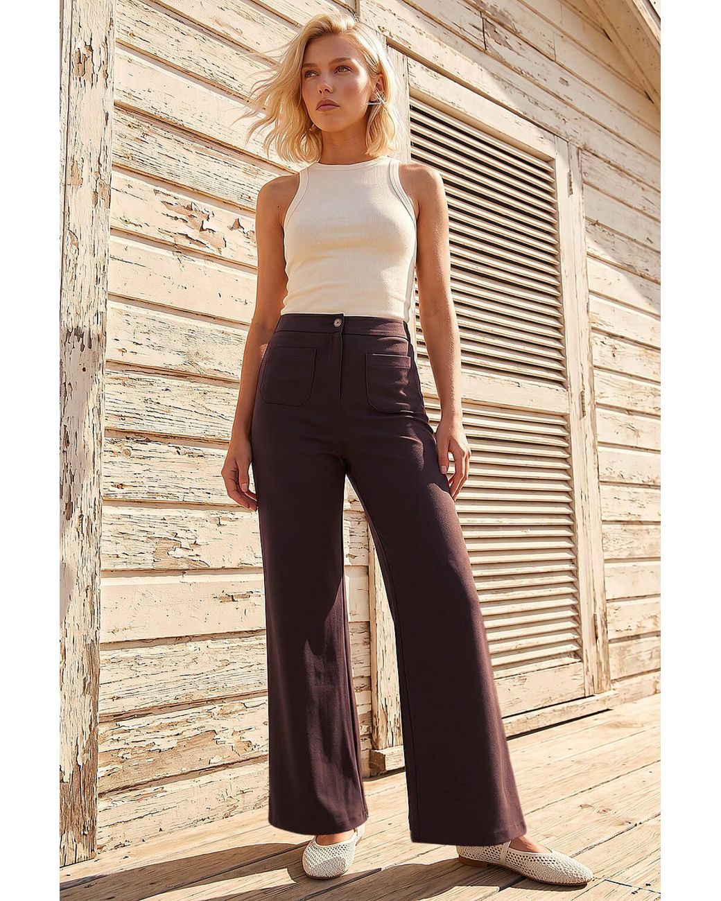 Roman Natural Petite Front Pocket Trouser
