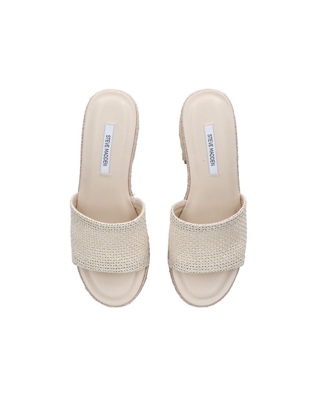 Steve Madden White Trippy Cream Raffia Sandals