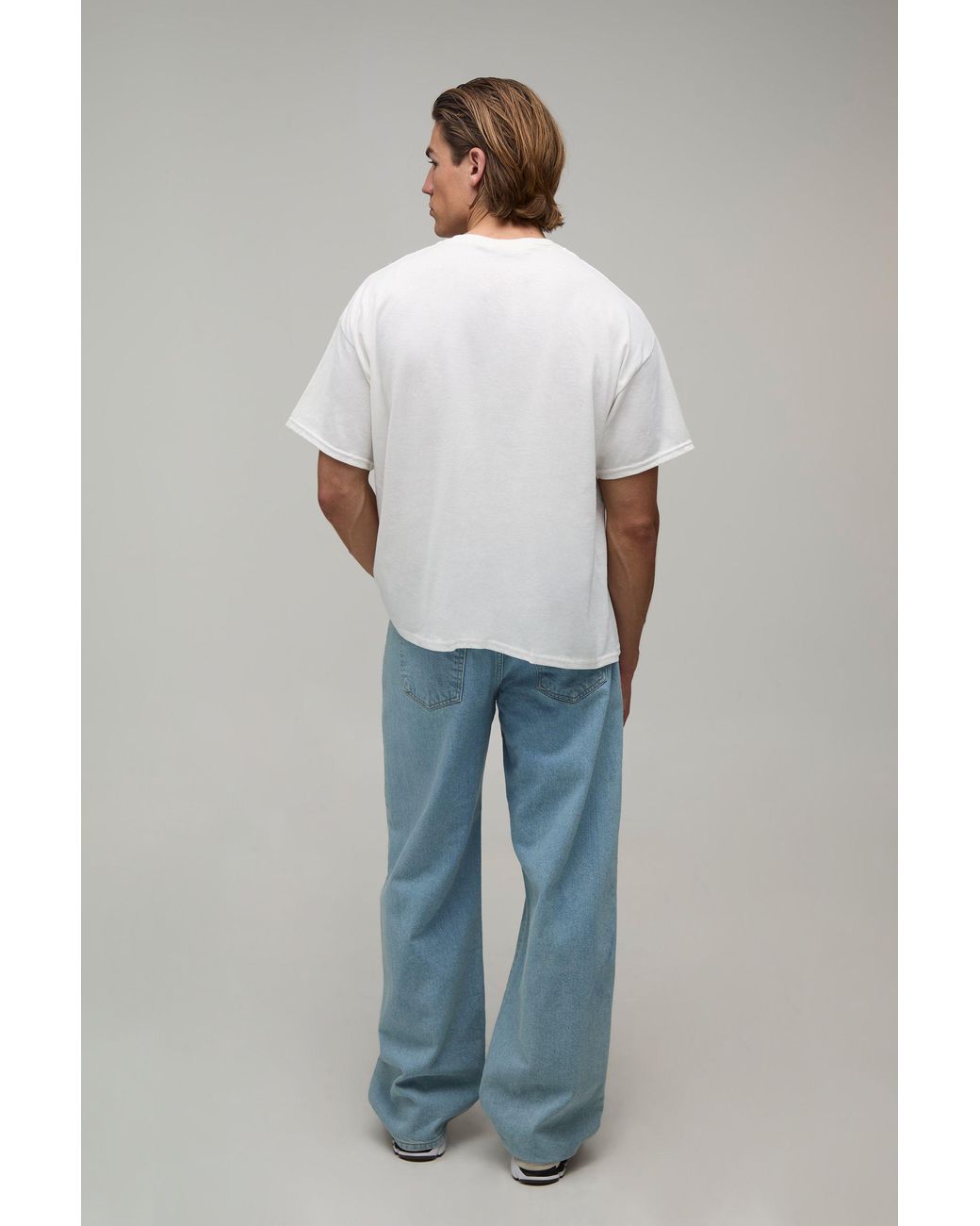 BoohooMAN Gray Oversized Boxy Palm Springs Over The Seams T-Shirt Cotton for men