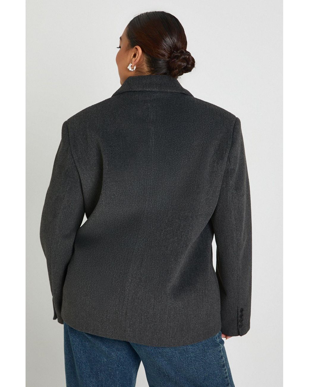 Boohoo Gray Plus Single Breasted Oversized Blazer