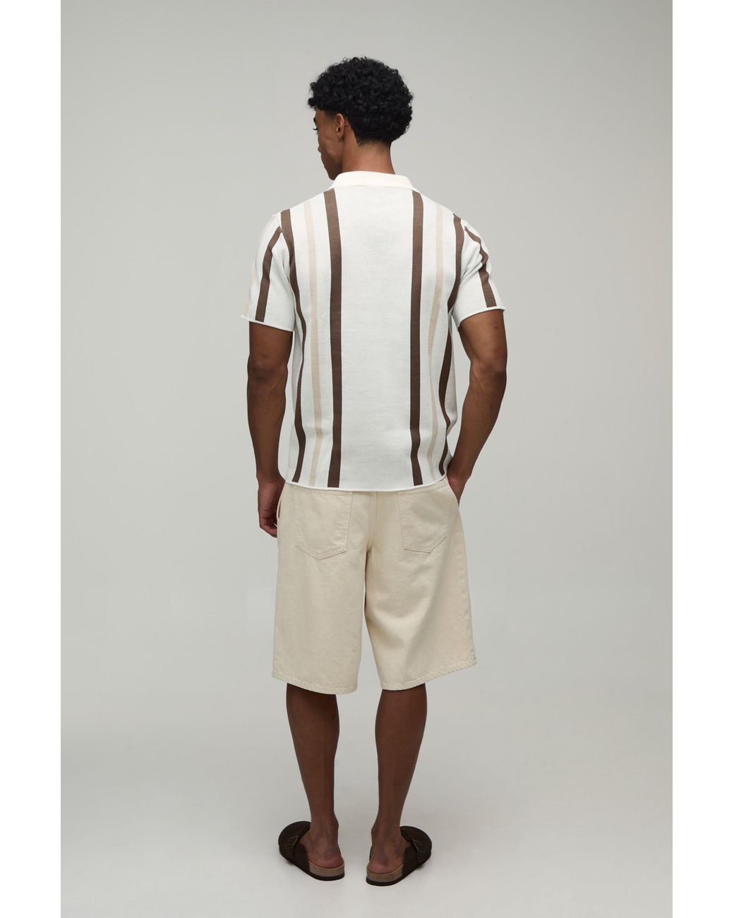 BoohooMAN Multicolor Regular Fit Striped Knitted Polo for men