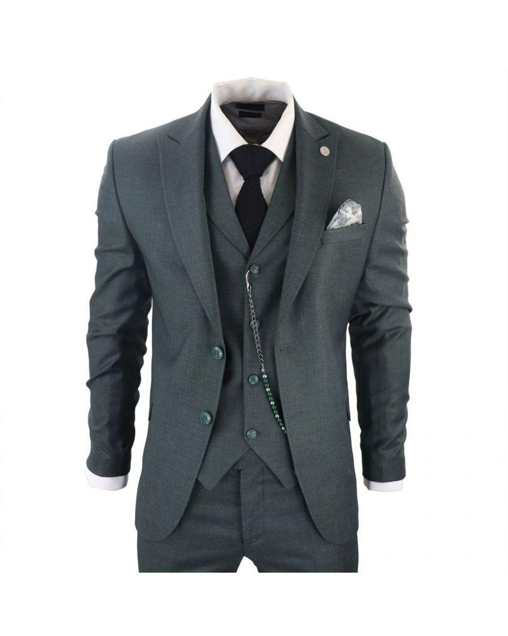 TruClothing Blue Classic 3-Piece Plain Suit for men