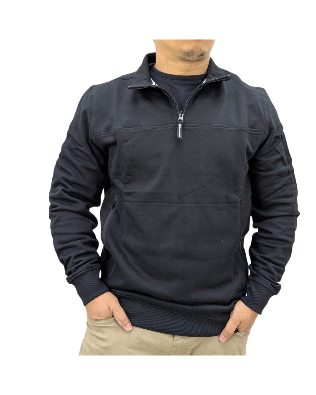 Weekend Offender Blue Double Grove Sweatshirt Pullover Funnel Neck Casual Cotton for men