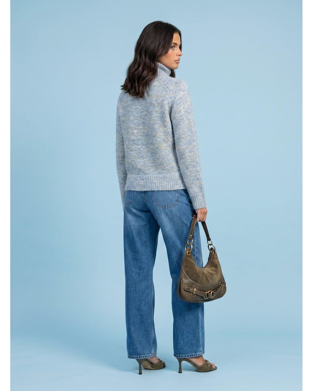 Urban Bliss Blue Wool Blend Saddle Sleeve Jumper