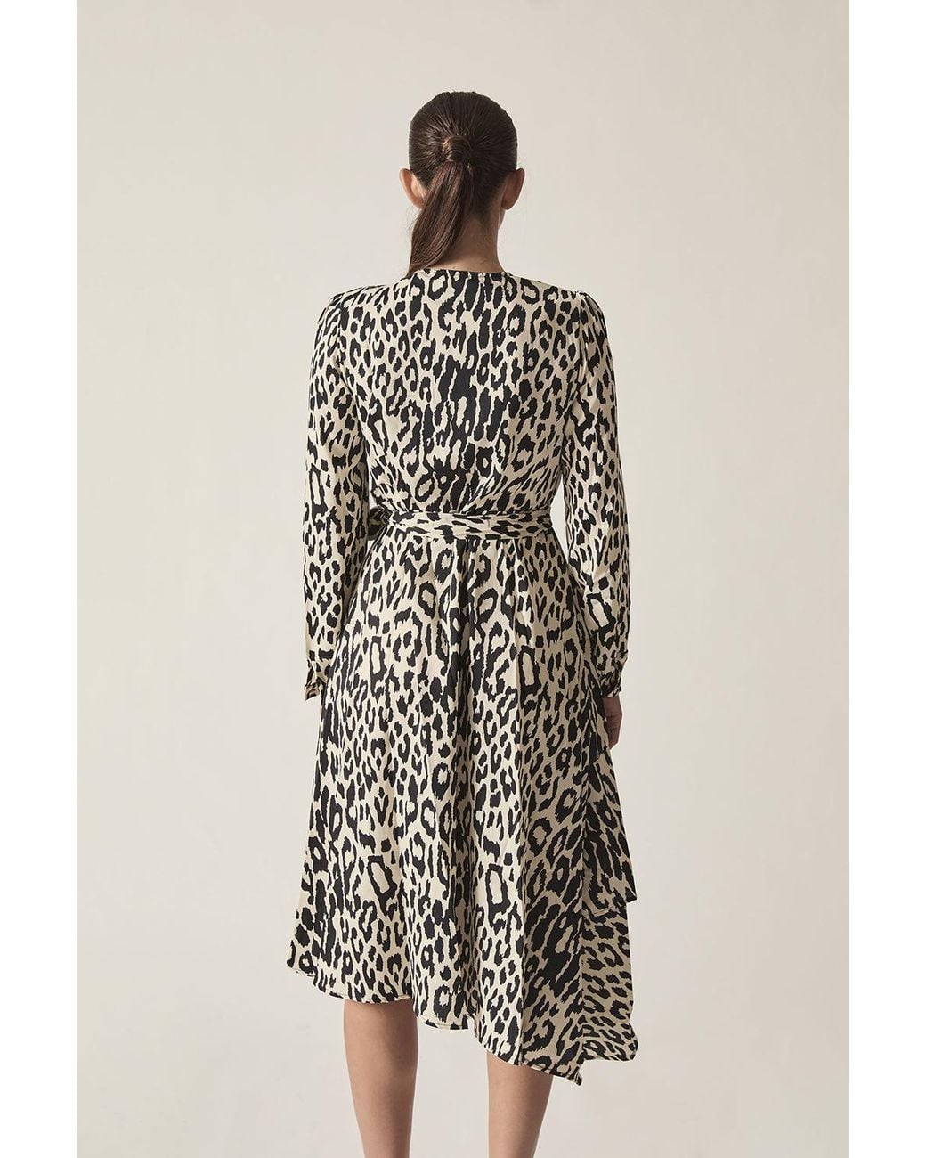 James Lakeland Black Leopard Print Wrap Midi Dress
