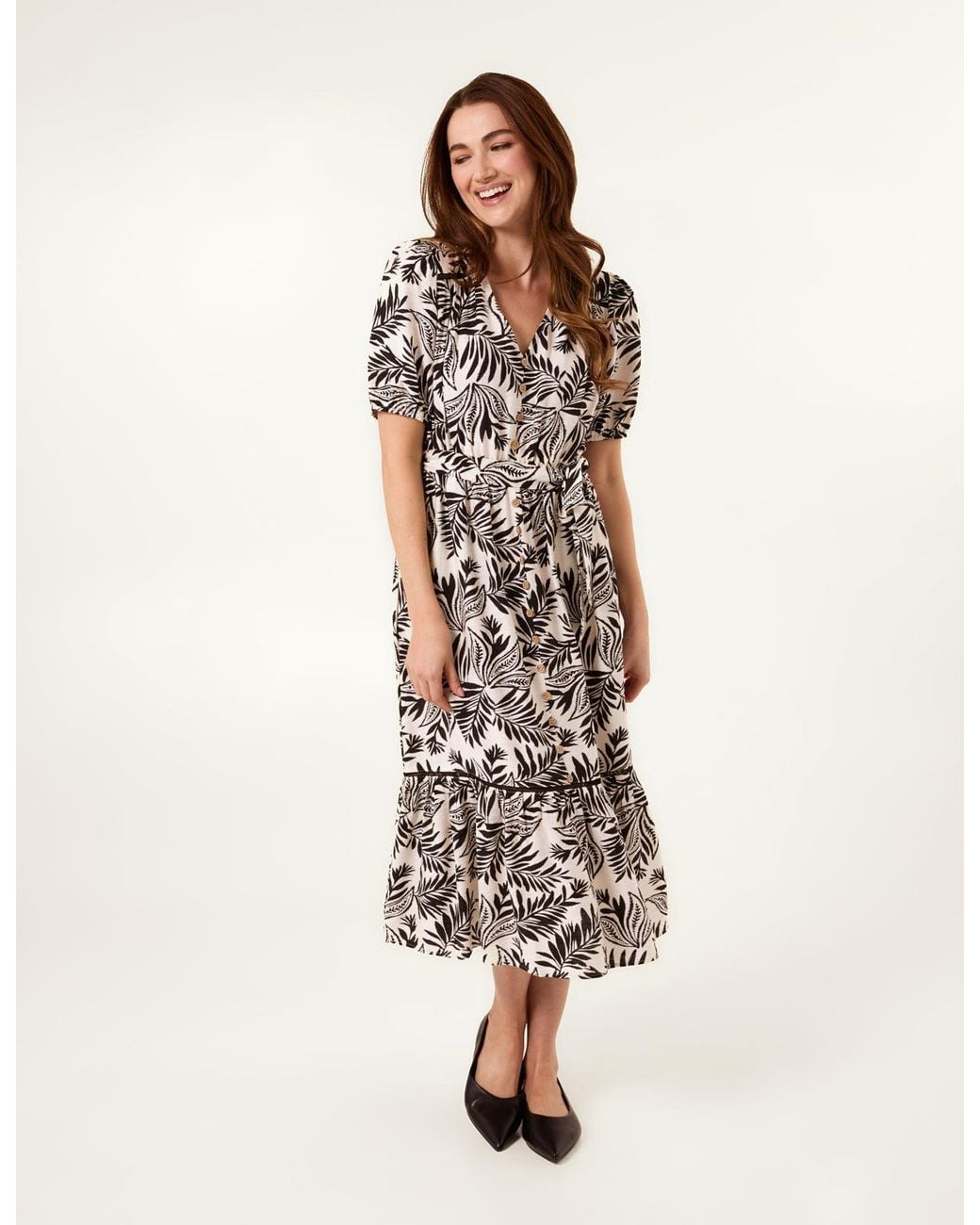 Blue Vanilla Natural Coconut Button Front Midi Shirt Dress