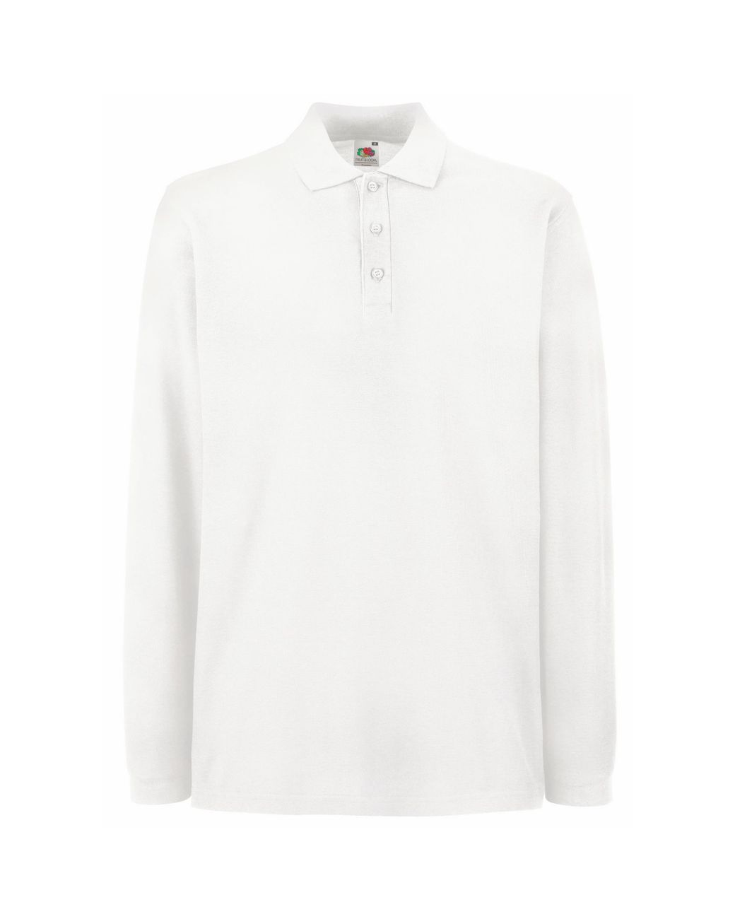 Fruit Of The Loom White Premium Long Sleeve Polo Shirt for men